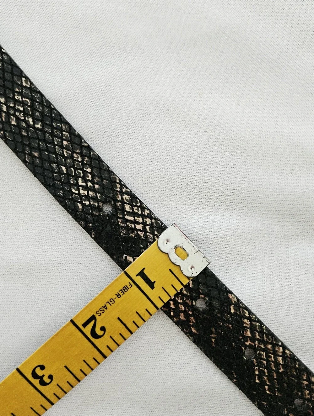Streets Ahead Snake Embossed Leather Belt Hammered Gold Buckle USA M